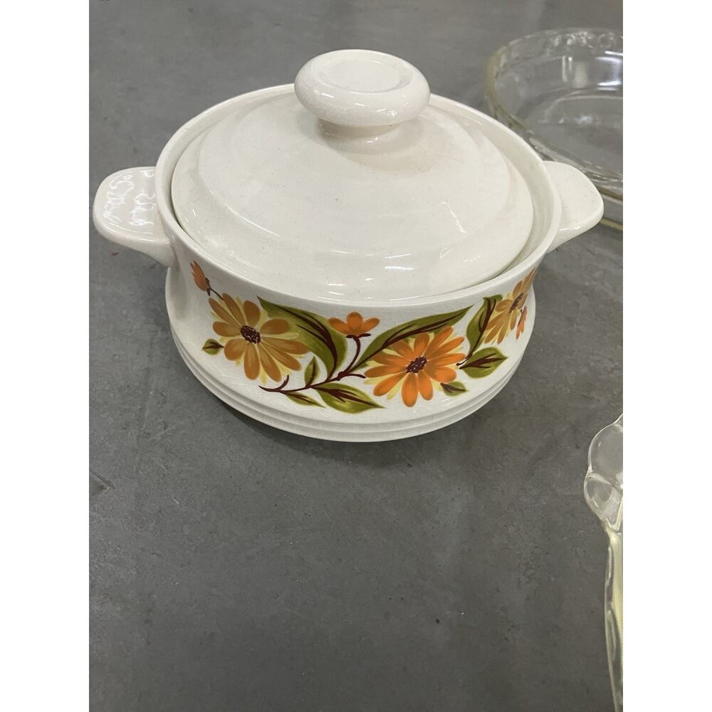 Vintage 70s Capri Bake Serve n' Store Stoneware Floral Home Decor Cottagecore